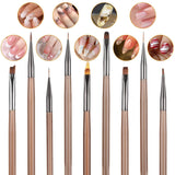 10 Stück Nailart Pinsel Set, Braun Nail Art Pinsel Nailart Design Pinsel Nageldesign Pinselfür Gelnägelfür Heimwerker Maniküre Salon Zuhause Nailpinsel Set