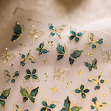 2 Blätter 5D Schmetterling Nagelsticker Selbstklebend, Nagelsticker Gold Rand, Nagel Designing Zubehör, Nail Art Sticker, Schmetterlinge Deko Nagelaufkleber, Nageltattoos