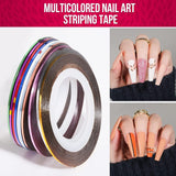 FANDAMEI Nail Art Pinsel Set, 15 Stücke Pinsel Für Gelnägel Nagel Pinsel, 5 Stücke Gepunkteter Stift, 10 Rolle Streifenband Nägel, Strasssteine ​​​​Nägel, Ultra Dünne Nagel Pailletten Für Nagelkunst Maniküre Set