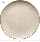 MÄSER 931371 Nottingham Vintage Series Tafelservice für 4 Personen, 8-teiliges Tafelservice, Speiseteller und Speiseteller, unregelmäßiger runder Retro-Look, Steingut, Beige