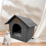 Katzenhaus Für Draußen Winterfest Wasserdicht Wetterfester Katzenhöhle Haustierhaus mit Plüschkissen Warme Hundehöhle Waschbar Hundehaus Tierheim Für Streuner Haustiere 35x30x35cm