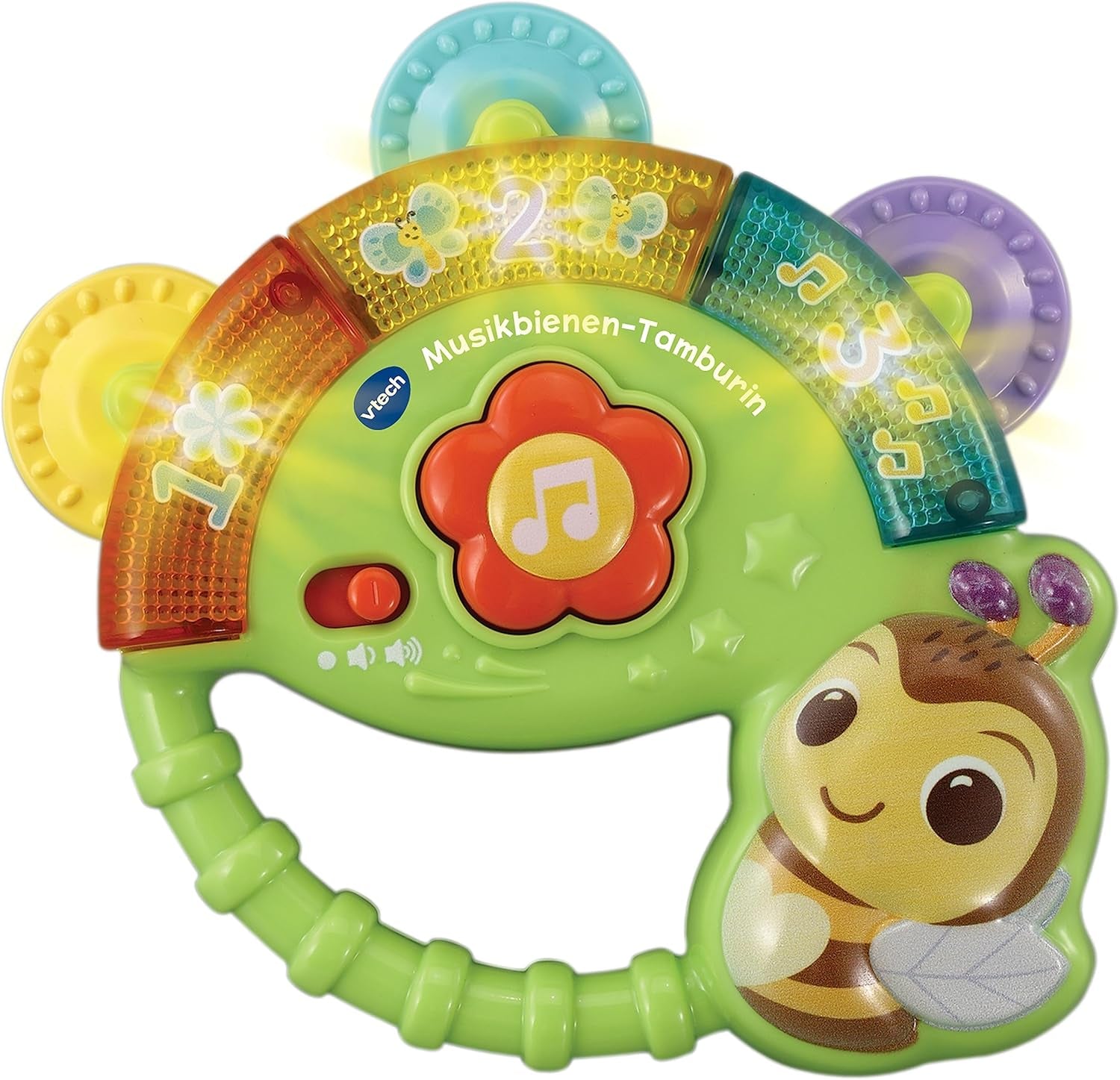 Vtech Baby Musical Biene Tamburin – Musikspielzeug mit Zahlen, lustigen Geräuschen, Sätzen und Liedern – für 3–36 Monate Babyspielzeug Naty Shop Standardtitel