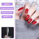 Künstliche Nägel mit vollständiger Abdeckung, 504 Stück, 12 Größen, künstliche Nägel mit Nagelkleber, künstliche Acrylnägel mit Aufbewahrungsbox für Nagelstudios und Heimwerker-Nagelkunst zu Hause (quadratisch)