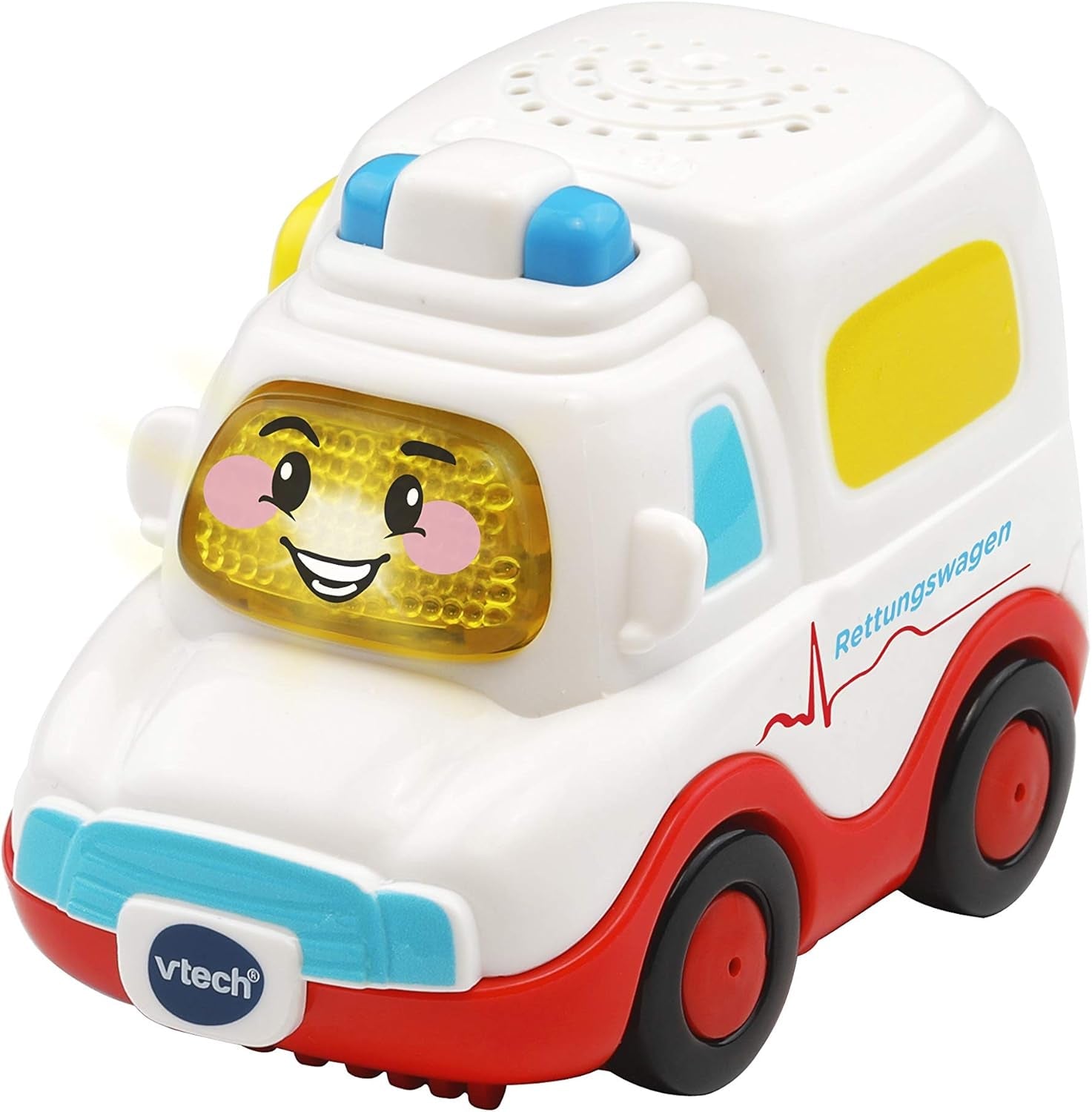 Vtech TUT TUT Baby Flitzer – Krankenwagen – Spielzeugauto mit Musik, Lichtknopf, interessanten Sätzen und Geräuschen – für Kinder im Alter von 1–5 Jahren, 8,8 x 5,5 x 7 cm, Bebe Toys Naty Shop