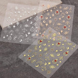 JMEOWIO Nagelsticker Mond Stern 9 Blatt Nail Art Sticker Selbstklebend Nagelaufkleber Sonne Dekoration Nageldesign Zubehör