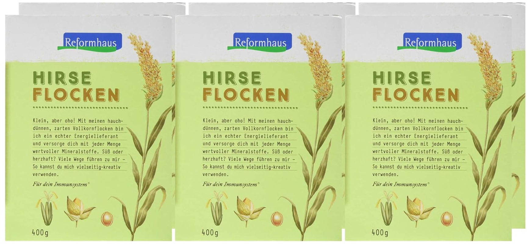 Hirse-Flocken Bio, 6er Pack (6 x 400 g) Getreide Naty Shop