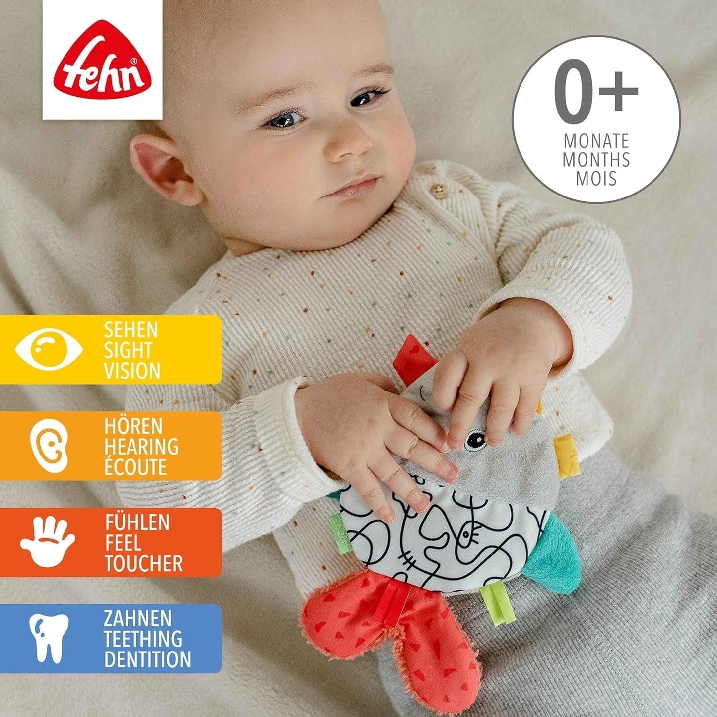 Fehn Knisterfisch - Fang- und Spielspielzeug für Babys - Fangtierspielzeug für Babys - Motorikspielzeug und Knisterspielzeug für Babys und Kleinkinder ab 0+ Monaten Babyspielzeug Naty Shop