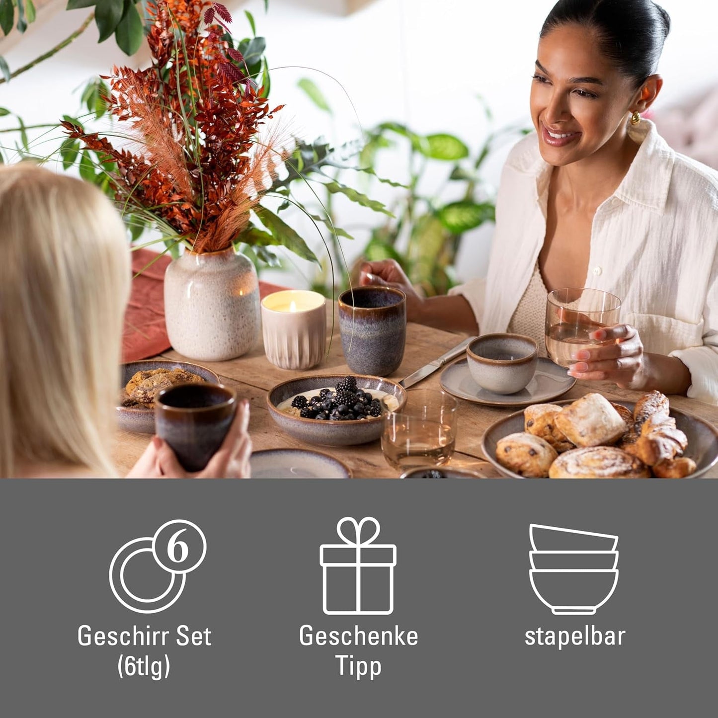 Lave beige Frühstücksset von Villeroy & Boch, 6-teilig