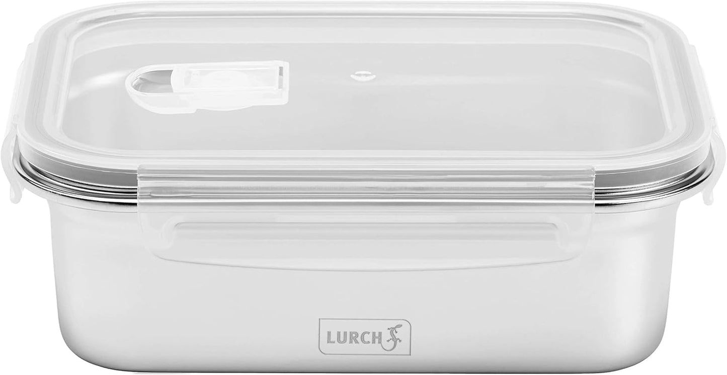 Lurch 240895 Lunchbox, hochwertige Sicherheits-/Aufbewahrungsbox aus Edelstahl mit BPA-freiem Kunststoffdeckel, 2000 ml, durchsichtige Lebensmittelaufbewahrungsboxen von Naty Shop, 1200 ml