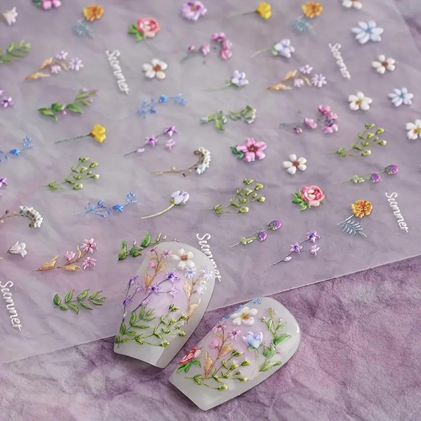 Nagelsticker Set - Selbstklebende Nagelaufkleber, Nageldesign Zubehör, Nail Art, Nagelaufkleber Für Fingernägel, Blumen Nagelsticker, Nagel Deko