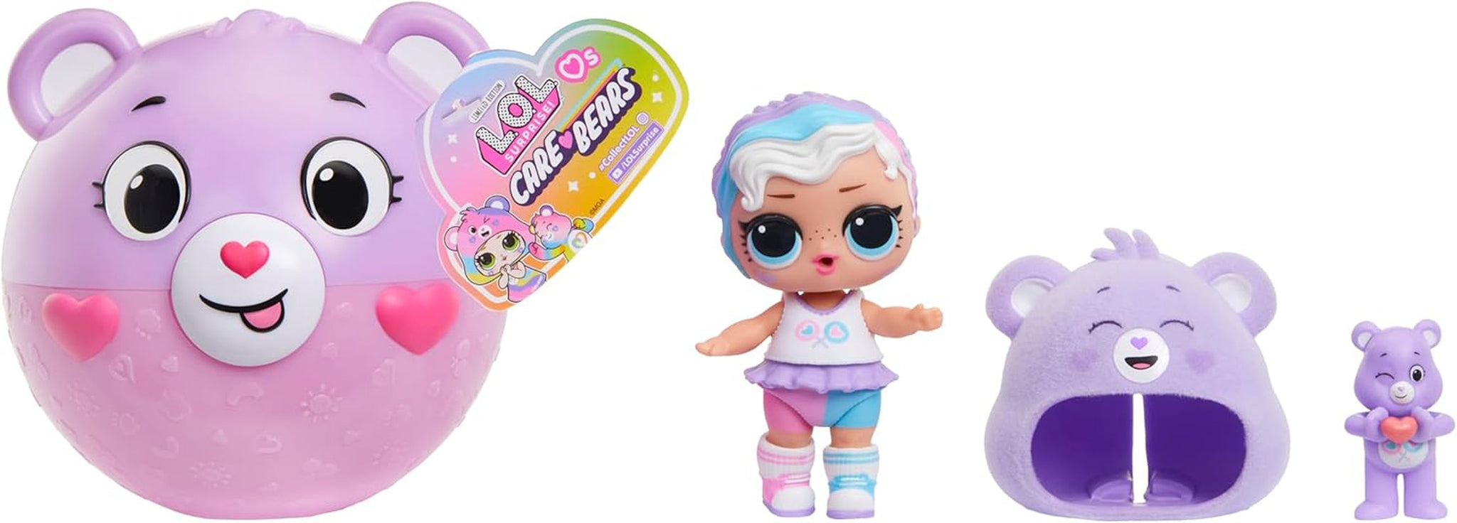 LOL Überraschung! Loves Care Bears Tots – Enthält 1 Puppe mit Outfit und Zubehör, Teddybärball, versteckte Verpackung, 6 Sammelpuppen