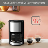 Krups KM3210 Pro Aroma Plus Espressomaschine, 10 Tassen, 1,25 l, Warmhalten für 30 Minuten, sichtbares Wasserstandsfenster, Anti-Tropf-System, schwarz mit Edelstahl-Applikationen