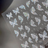 Aurora Muschel Schmetterling Nagelsticker Weiß Schmetterlinge Nail Sticker Gelee Relief Butterfly Nagelaufkleber Y2K Butterflies Nagel Sticker Nägel Nageldesign Nagel Zubehör Nail Art Sticker Nailart