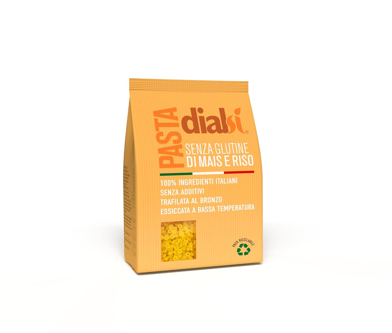 Sternnudeln von Dialsi, glutenfreie Mais- und Reisnudeln, bronzegebrannt, 100 % italienische Zutaten, ohne Zusatzstoffe, in 8–9 Minuten gar, 300-g-Packung