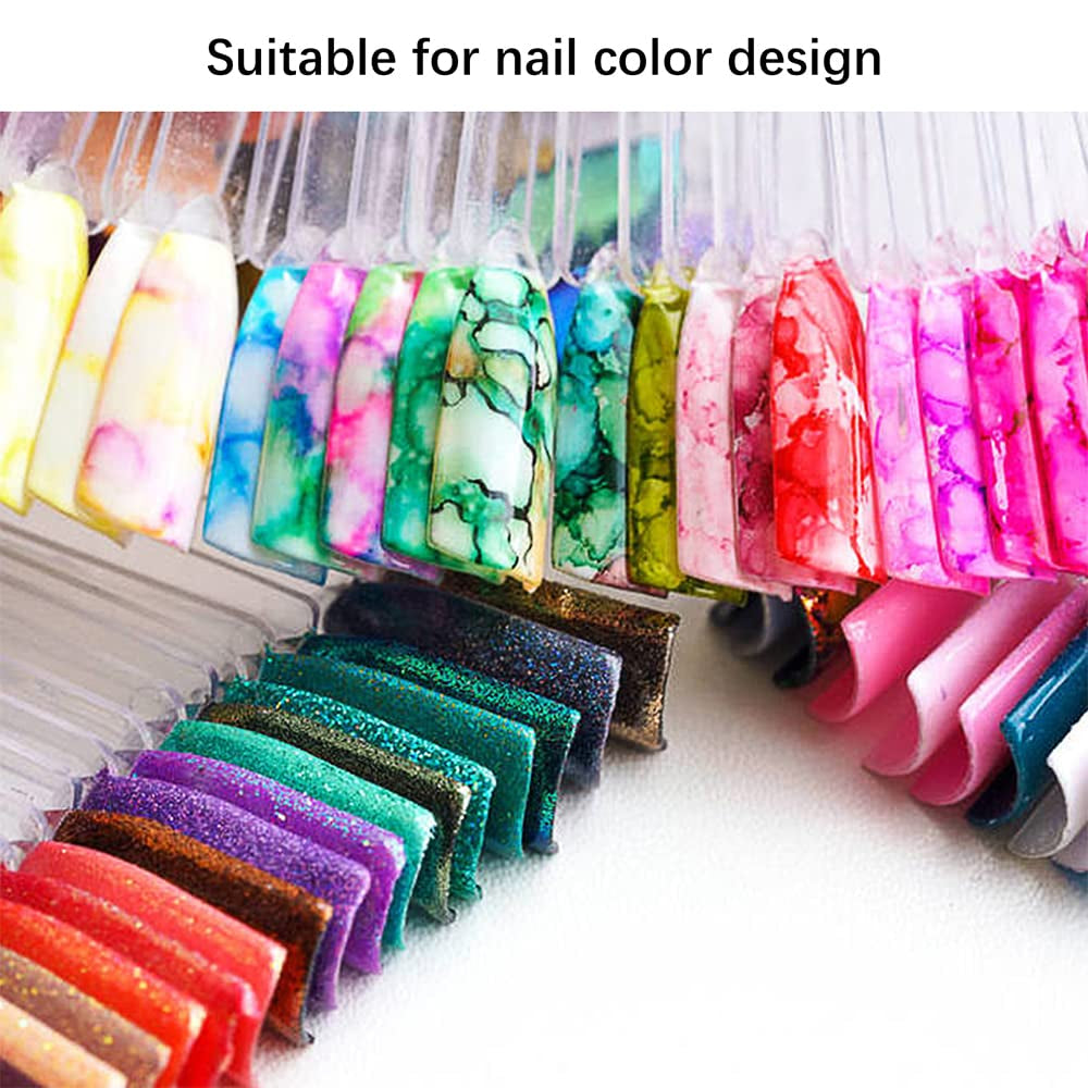 300 transparente Nagelstifte, fächerförmige Nageldesigns, Farbdisplay-Spitzen mit 6 Metallringen, künstliche Nagelplatte für Nagelstudio und Gellack-Übungen für Anfänger