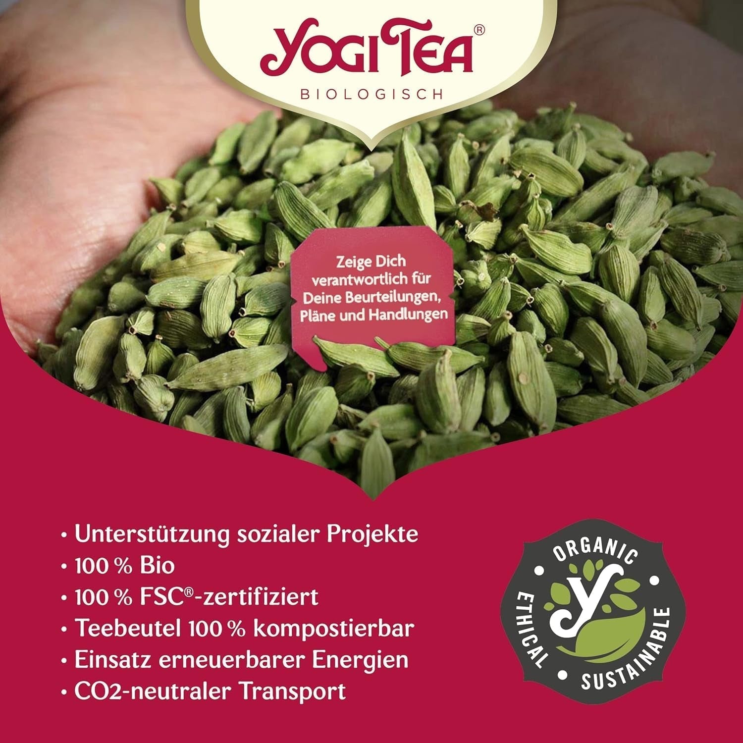 Yogi Tea Grüner Chai, ayurvedischer Bio-Gewürztee, Mischung aus Zimt, Minze, grünem Tee, Ingwer, Kardamom und Nelke, 6 x 17 Teebeutel (insgesamt 102 Teebeutel)