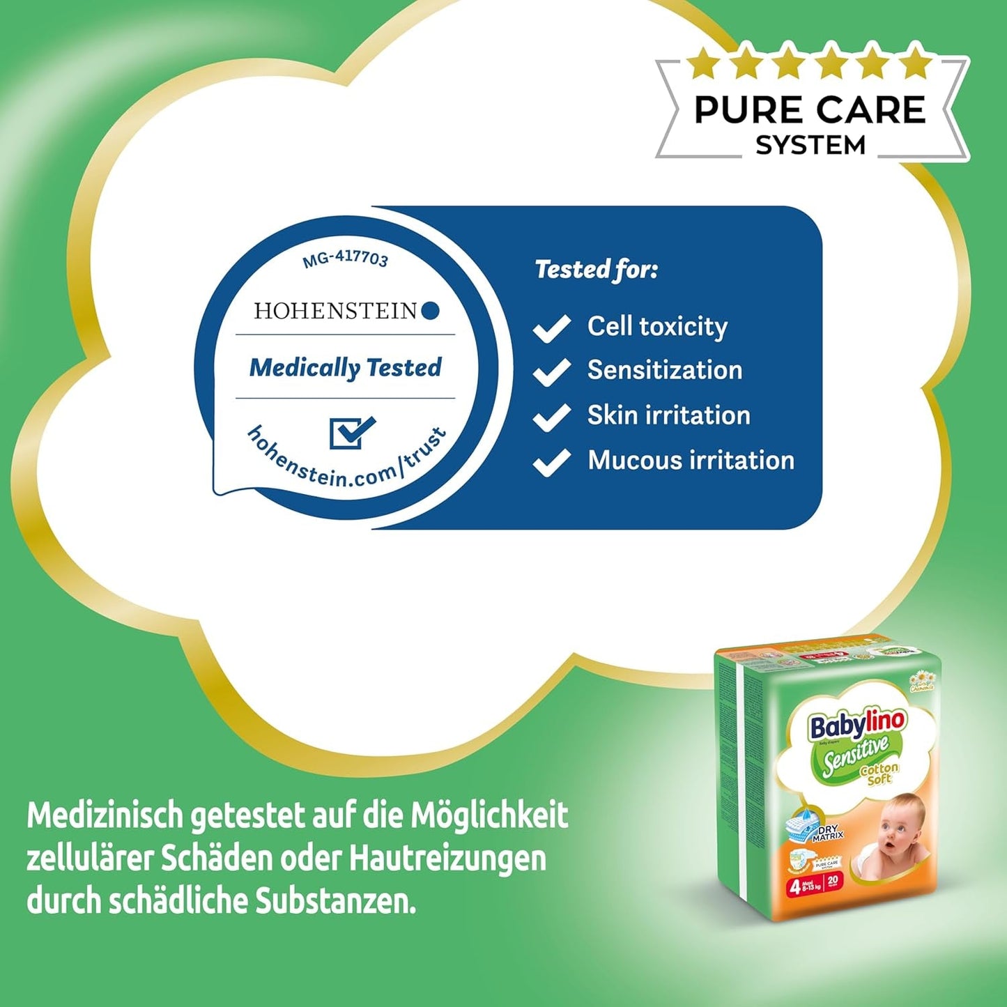 Babywindeln Sensitive Größe 4, Maxi (8-13 kg), 20 Stück