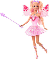Mattel Barbie-Puppe Fee mit Spielzeugstab und Modeaccessoires, fantastisches Thema mit Flügeln und Farbwechsel-Outfit, JCP76, [Mehrfarbig] Naty Shop Dolls Standardtitel