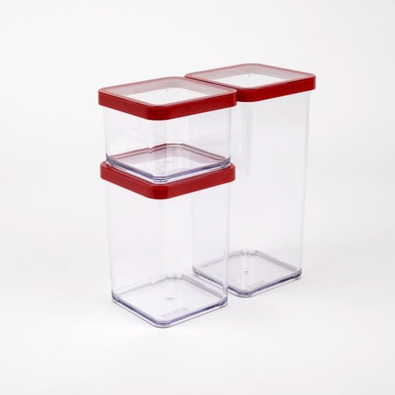 Rotho Loft 5er-Set Vorratsdosen mit Deckel, verschiedene Größen, Lebensmittelkunststoff (PP), BPA-frei, transparent/rot, (21,4 x 21,4 x 23,5 cm) Naty Shop Frischhaltedosen 3er-Set (1X 0,5L + 1X 1,0L + 1X 1,5L)