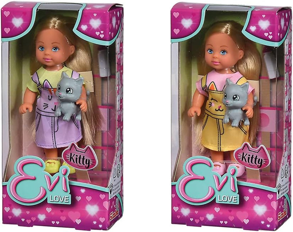 Simba 105733591 – Evi Love Kitty 2 Ways Match Only ONE Item Wird versendet. Puppe im süßen Katzenkleid mit Kätzchen und Trinkflasche, 12 cm große Spielpuppe, ab 3 Jahren
