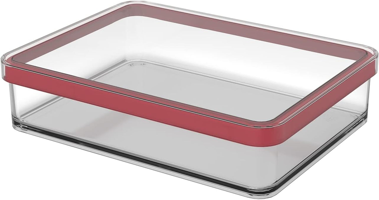 Rotho Loft Set mit 5 Vorratsdosen mit Deckel, verschiedene Größen, BPA-freier Lebensmittelkunststoff (PP), transparent/rot, (21,4 x 21,4 x 23,5 cm). Naty Shop Frischhaltedosen 1 l breit