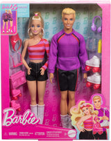 Barbie Fashionistas-Set mit 2 Modepuppen und 6 Accessoires, Barbie- und Ken-Modepuppen auf Rollen, Sammelfiguren zum 65. Jubiläum, HXK90 Naty Shop-Puppen