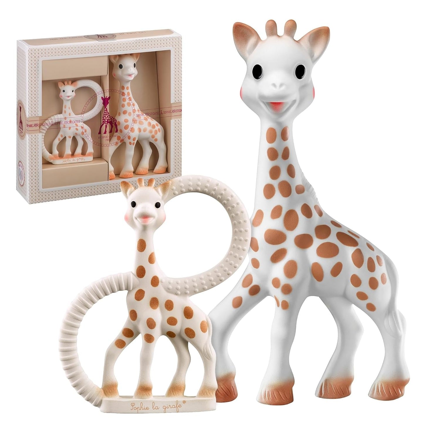 Sophie die Giraffe – Baby-Geschenkbox + Beißring – 100 % Naturkautschuk – Baby-Aktivitätsset – Spielzeug für frühes Lernen