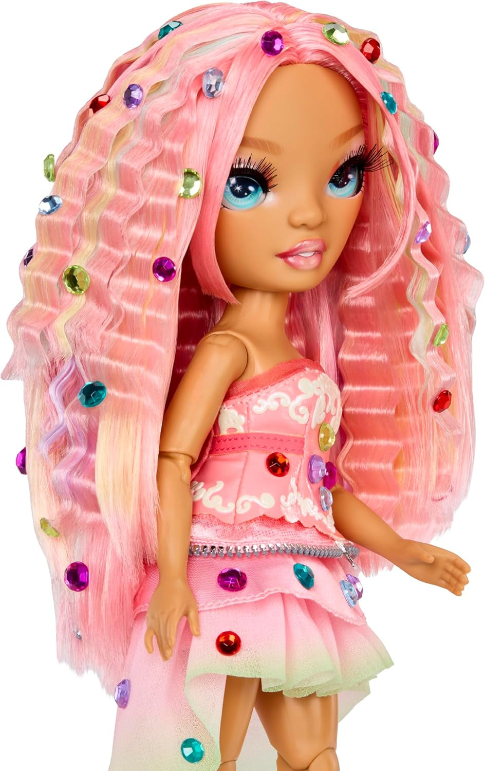 Rainbow High Be Dazzling – Adeline Rose – 28 cm große rosa Modepuppe mit Dekorationswerkzeug, funkelnden Edelsteinen und Styling-Zubehör