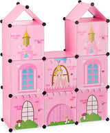 Relaxdays Kinderzimmerregal, Prinzessinnenschloss, Kunststoff, DIY-Schrank mit Türen, HBT: 128 x 110 x 37 cm, rosa Naty Shop Puppenhäuser