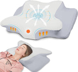 NVKHG Memory-Schaum-Kissen, ergonomisches Nackenkissen, Kopfkissen, Memory-Schaum-Kissen, Kopfkissen für Seiten-, Rücken- und Bauchschläfer zur Verbesserung der Schlafqualität, 60 x 41 x 13/11 cm, orthopädische Nackenkissen, Naty Shop, Grau, Weiß
