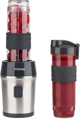 H.Koenig Smoothie Maker SMOO9 – Mini-Standmixer – Mini-Mixer – 300 Watt – 570 ml – Edelstahl – 2 Kunststoffflaschen – Bpa-Frei, Grau Kitchen Naty Shop Grau