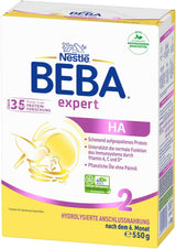 BEBA Expert HA 2 Folgemilch nach 6 Monaten, Babynahrung mit hydrolysiertem Protein, nur Laktose, palmölfrei, 6er Pack (6 x 550 g) Naty Shop