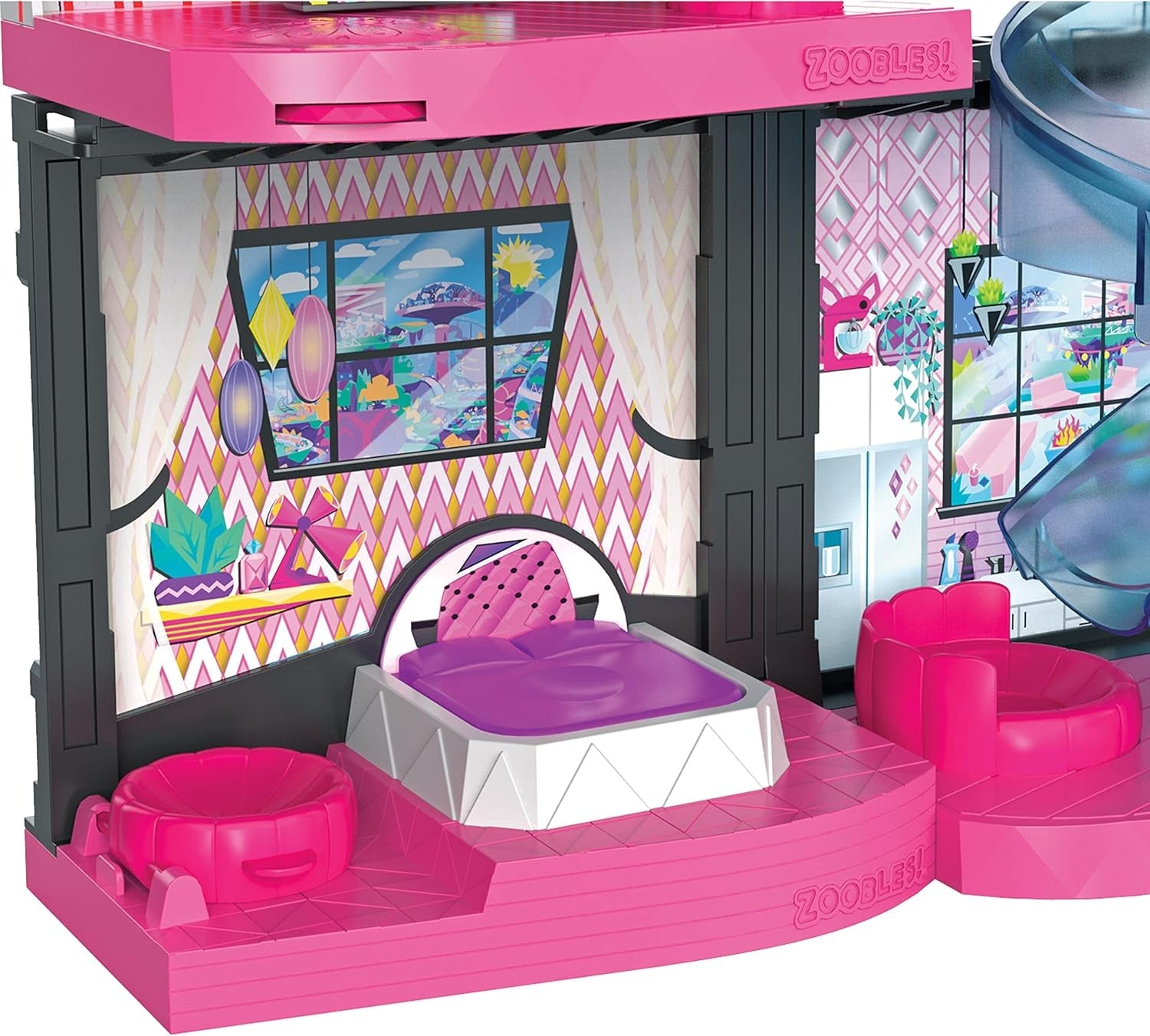Zoobles Magic Mansion Verwandelbares Traumhaus mit 6 Zimmern, Rutsche und Zubehör