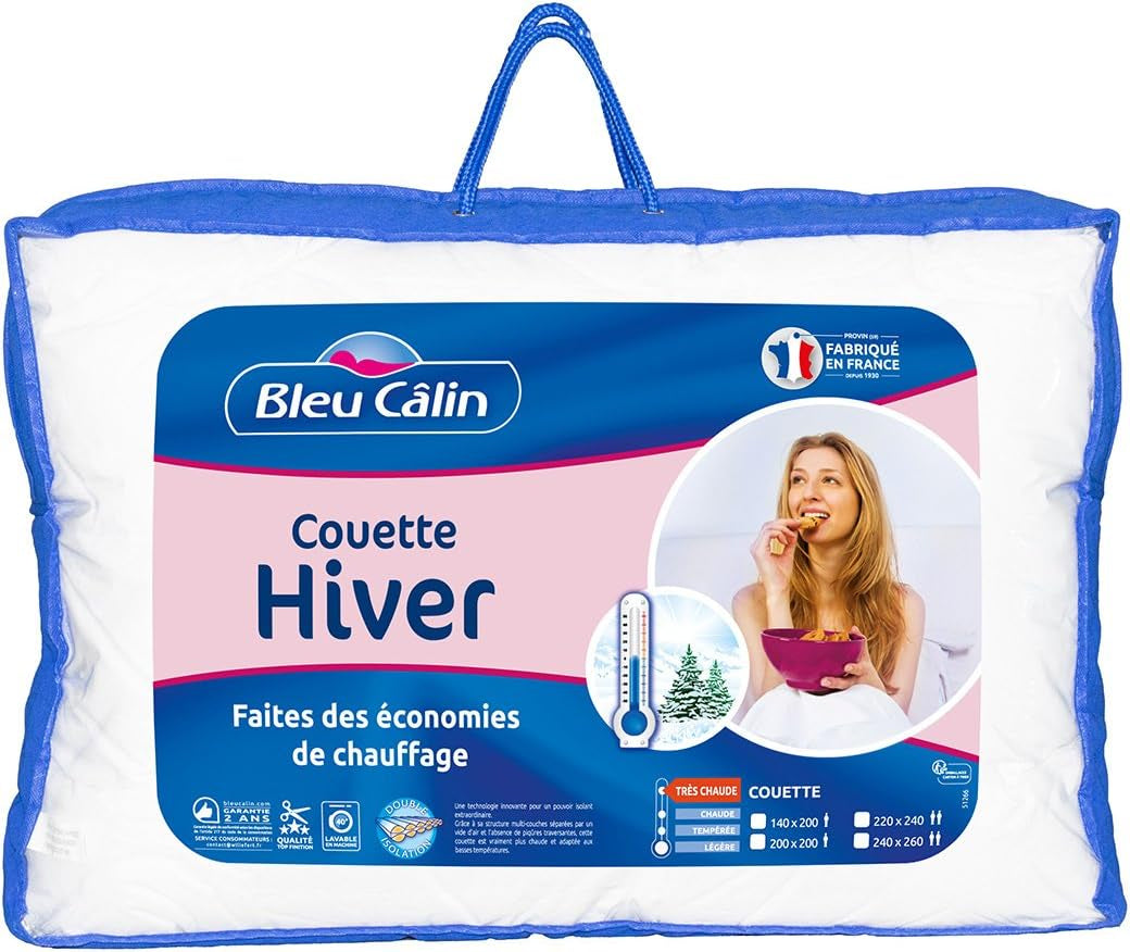 Bleu Calin Winterdecke für 1 Person, sehr warm, sehr flauschig – Mikrofaser – 140 x 200 cm. Steppdecken und Steppdecken Naty Shop