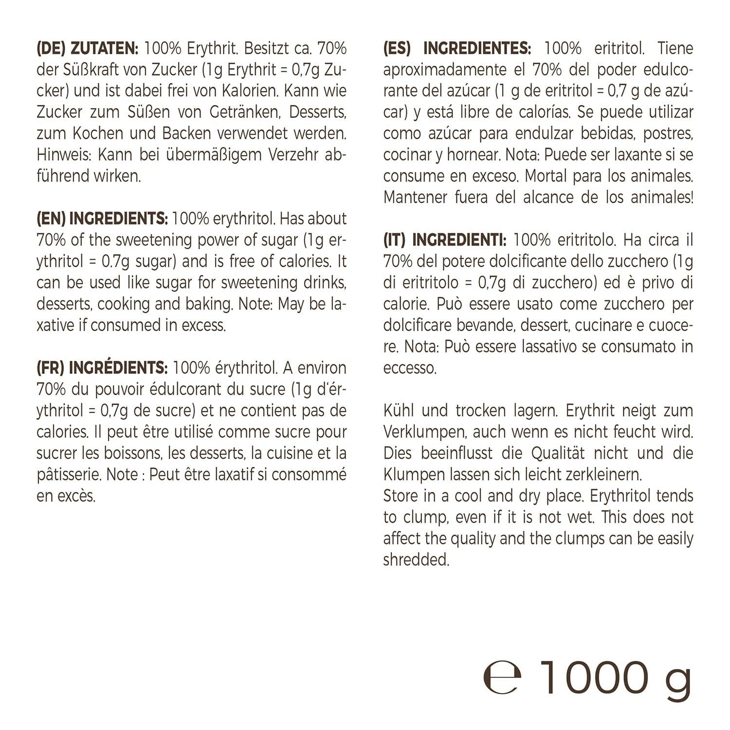 Greatvita Erythritol 1000 G | Kalorienfreie Süßungsmittel & Zucker-Alternative | Zahnfreundlich, Gut Löslich & Glutenfrei | Ideal für Getränke, Desserts und gebackene Süßstoffe Naty Shop