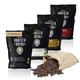 Probierset Espressobohnen 4 x 350g Espressobohnen | Entdeckungspaket/Probepaket | Robusta und Arabica | Ideal für Vollautomaten und Siebträger | KÖNIGLICHER BARISTA