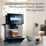 Siemens EQ900 TQ903D03 Automatische Espressomaschine, App-Steuerung, intuitives Touch-Display, Barista-Modus, AromaBoost, Geräuschreduzierung, Premium-Mahlwerk, automatische Dampfreinigung, 1500 W, Edelstahl