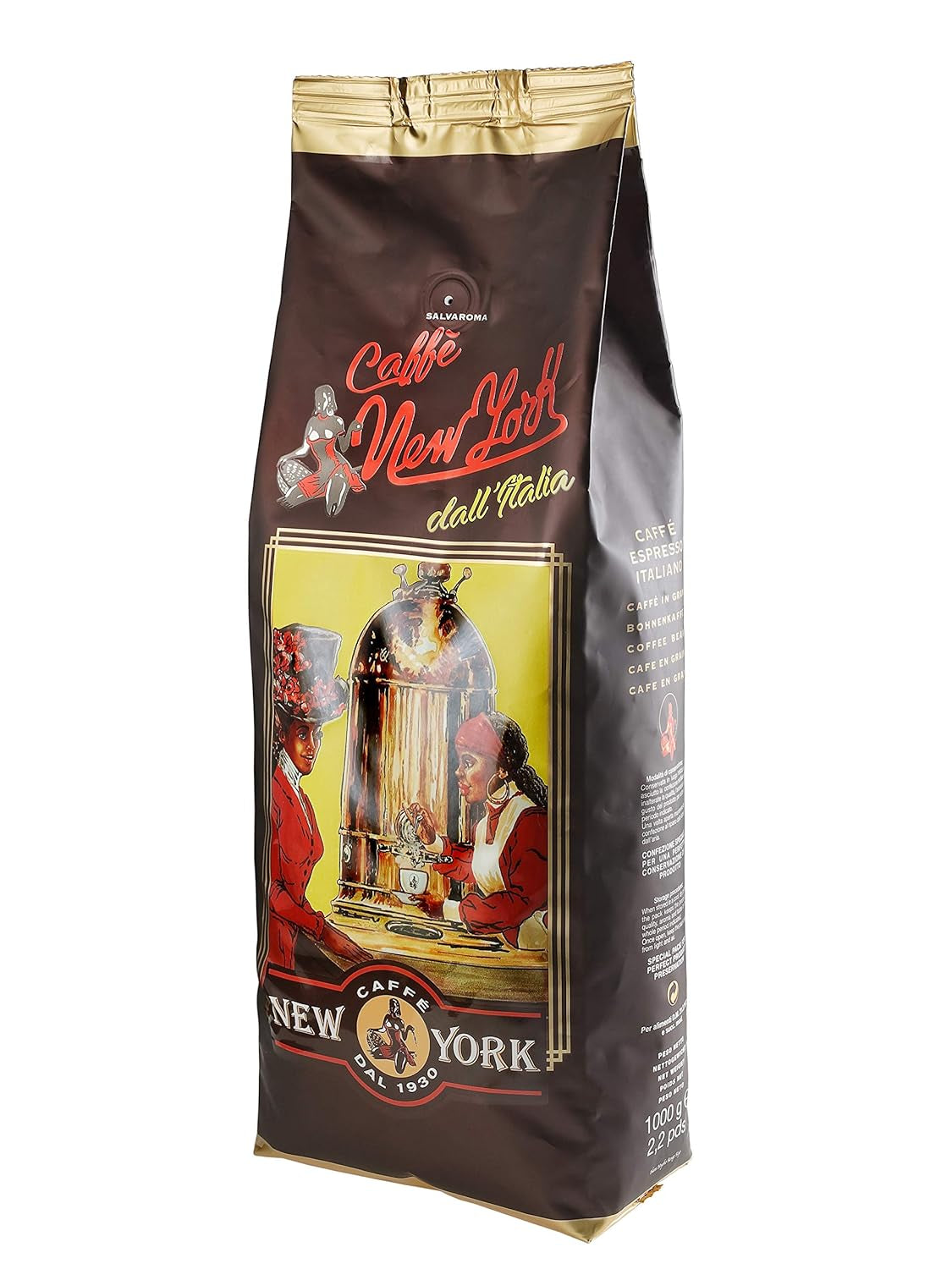 New York Coffee – EXTRA P – Kaffeebohnen, kräftiger und kräftiger Geschmack, Arabica- und Robusta-Bohnen, zum Mahlen, italienischer Espresso, Barmischung – Premium-Qualität seit 1930 – 1 kg, Bohnen