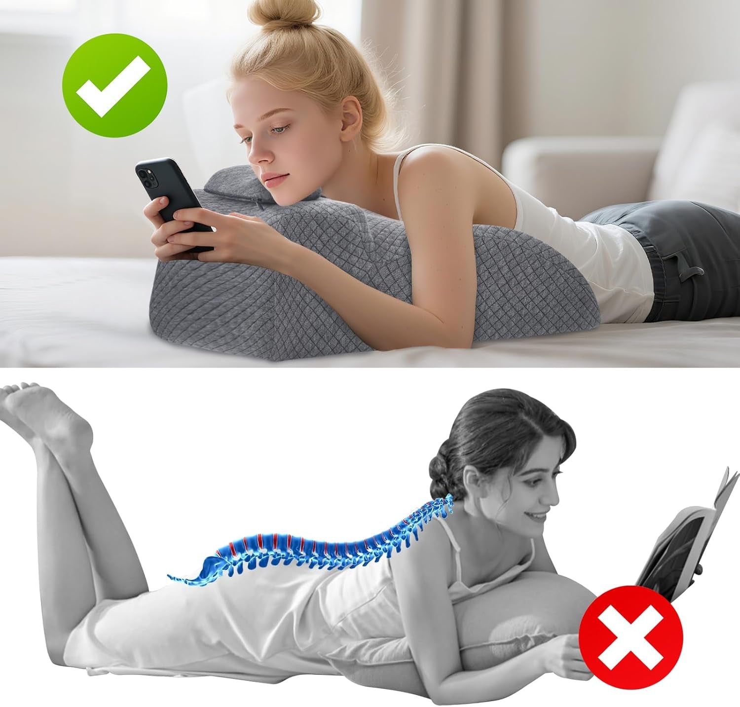 Lesekissen – Rückenkissen, verstellbare Kopfstütze, Lesekissen aus Memory-Schaum für das Bett, ergonomisches Nacken- und Beinkissen, Lendenstützkissen