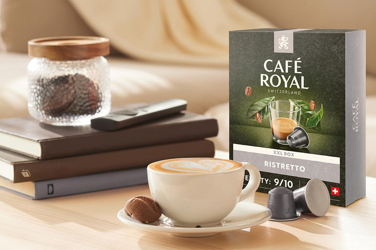 Café Royal Ristretto 36 Kapseln für Nespresso Kaffeemaschine – 9/10 Intensität – UTZ-zertifiziert Kaffeekapseln aus Aluminium (Packung mit 3)