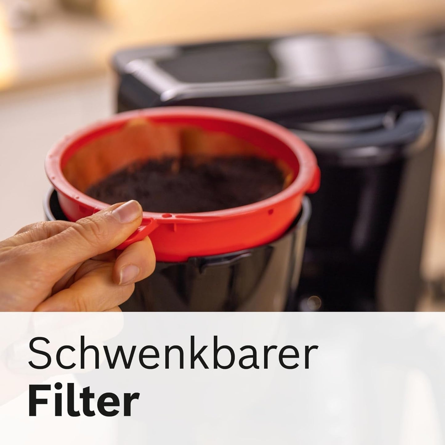 Bosch MyMoment TKA2M113 Filter-Espressomaschine, 1,25 l Glaskaraffe, 10–15 Tassen, 40-Minuten-Warmhaltefunktion, Anti-Tropf-System, drehbarer Filterhalter, abnehmbarer Wassertank, 1200 Watt, Mattschwarz