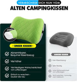 HIKENTURE Aufblasbares Camping-/Reisekissen mit abnehmbarem Kissenbezug, ergonomisches Kissen, bequemes Nackenkissen für Reisen/Outdoor, aufblasbares Reise-Nackenkissen (grün) ... Orthopädische Halskissen von Naty Shop