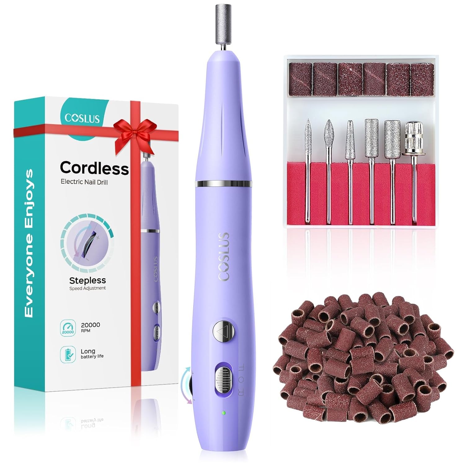 COSLUS Nagelfräser Kabellos Tragbar Für Gelnägel: Elektrische Nagelfeile Stufenlos Geschwindigkeitsregelung Für Maniküre Pedicüre Und Acrylnägel Plastik Nail Drill Für Anfänger & Nagelstudio Zuhause