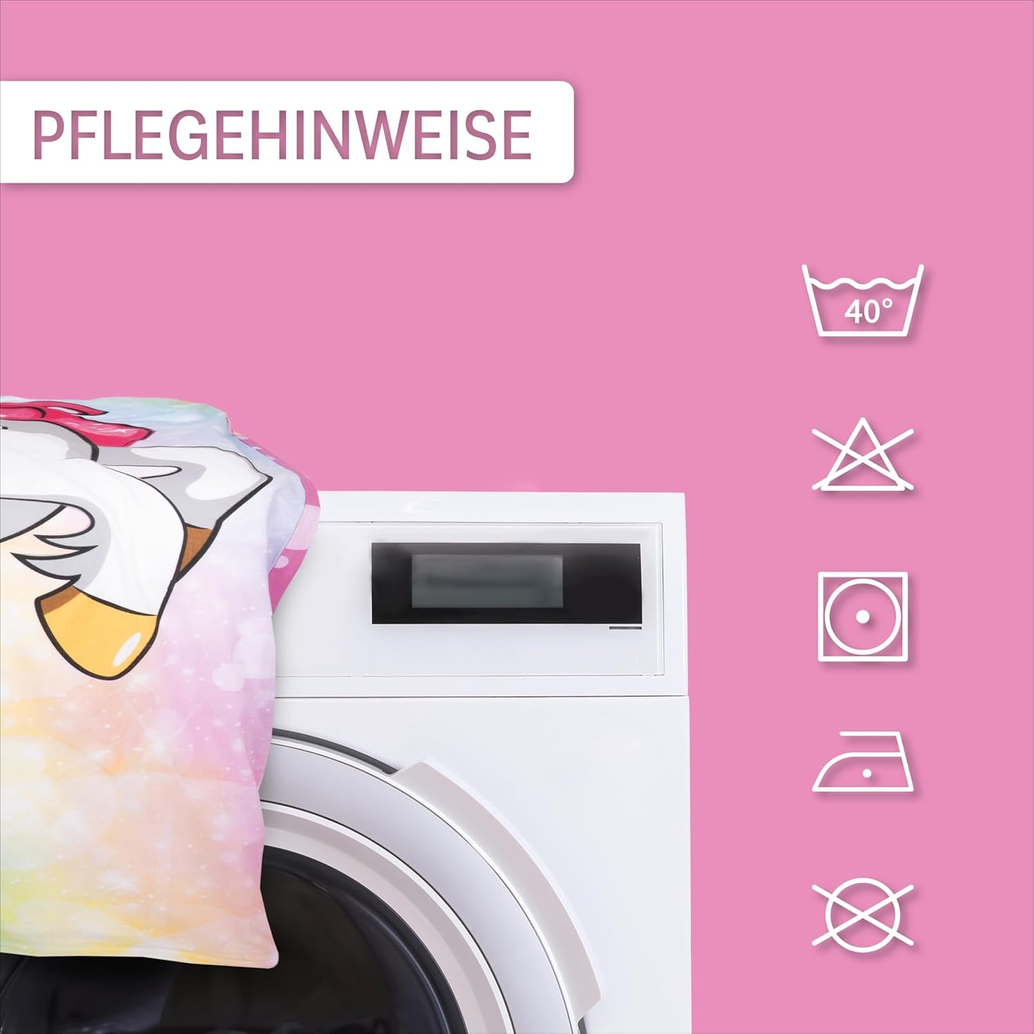 Bettwäsche für Mädchen, Einhorn, 100 x 135 cm und 40 x 60 cm, Baumwolle Bettwäsche - Kinder Naty Shop