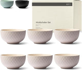 KIVY Müslischalen-Set – 6 x 850 ml – große Suppen- und Breischalen – Suppenschüssel – Schüssel – Müslischalen – Suppenschüsseln – Schüssel-Set – Keramik-Müslischale (cremeweiß, Schalen)