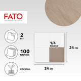 , Einweg-Papierservietten, ideal für Vorspeisen und Cocktails, Packung mit 100 Servietten, Größe 24 x 24 in 4 gefaltet, 2 Schichten, Farbe Turteltaube, 100 % reines Zellulosepapier, FSC-zertifiziert