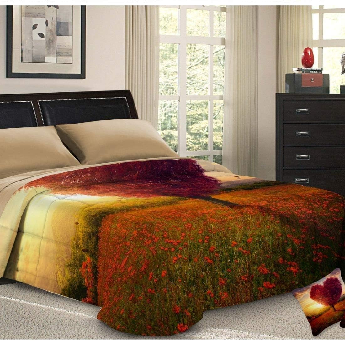 PETTI Artigiani Italiani Bettbezug für Doppelbett, 100 % Made in Italy, Aquarium-Steppdecken und Steppdecken Naty Shop Albero Di Fiori 160 x 190 cm