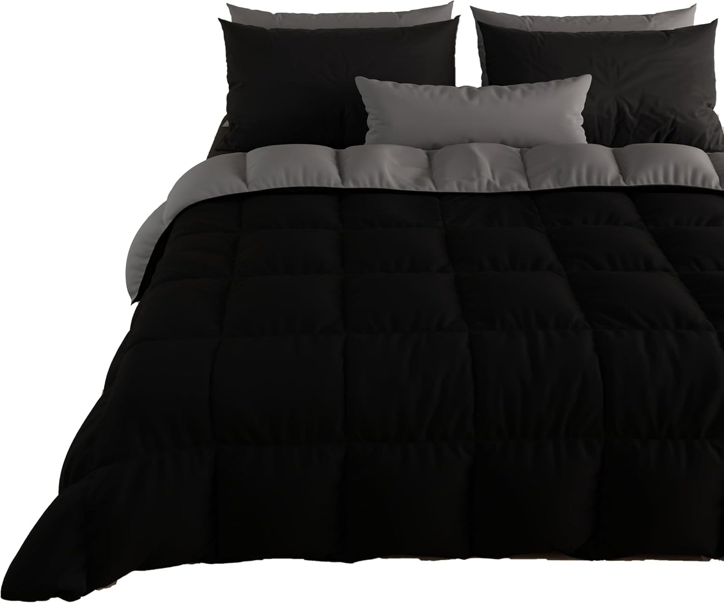 PETTI Artigiani Italiani – Winterdecke für Doppelbett, Maxi, einfarbig, doppelseitig, weiß, grau, 100 % Made in Italy. Bettdecken und Steppdecken Naty Shop Black Single Standard (150 x 260 cm)