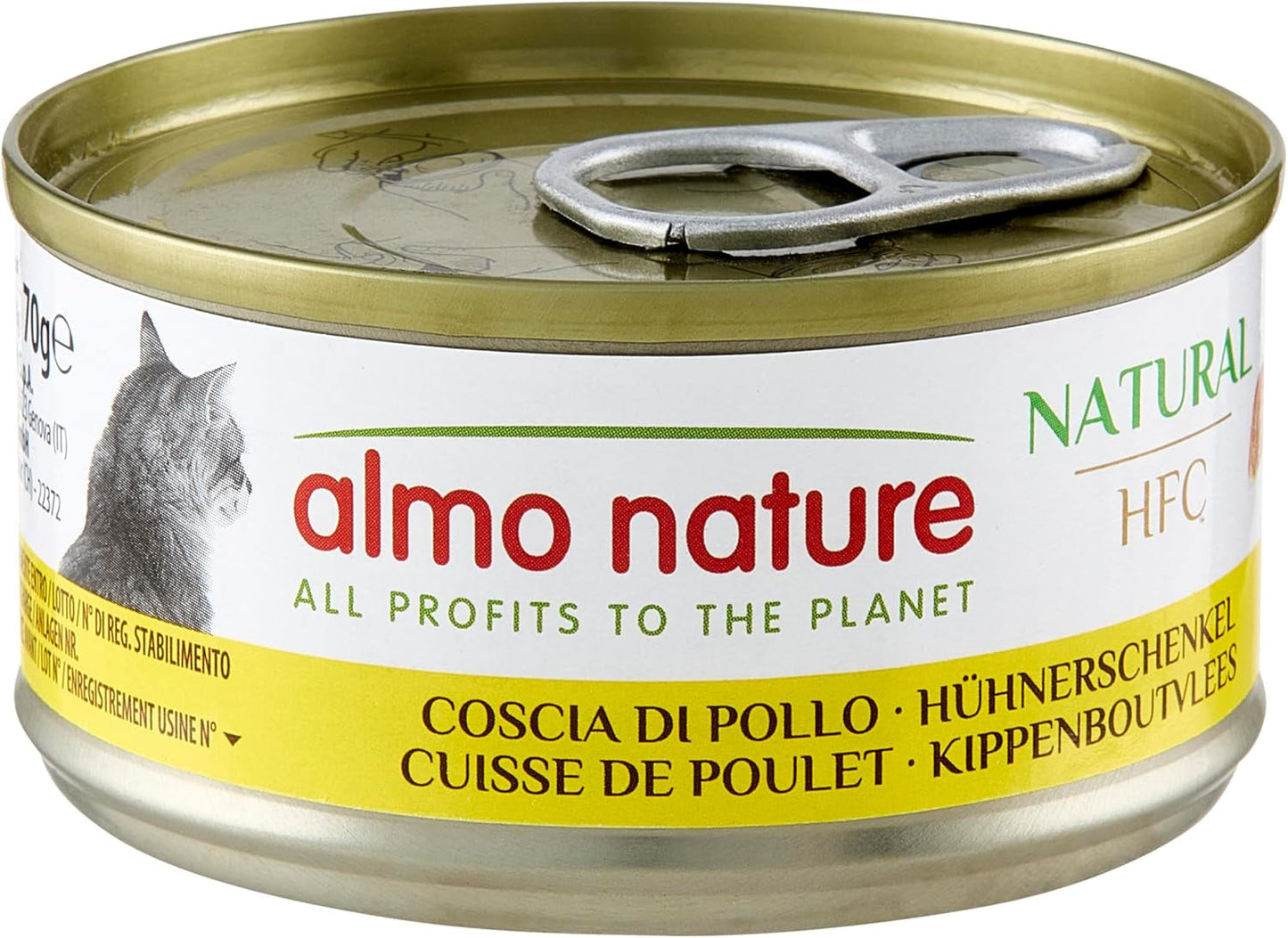 Almo Nature HFC Nasses natürliches Katzenfutter – Hähnchenschenkel, 24er-Pack (24 x 70 g)