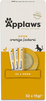Applaws Cremiger, getreidefreier Hühnersnack für Katzen und Kätzchen, 32 Beutel x 15 g